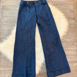 Taikonhu by Anthropologie Navy Blue Wool Wide Leg Trouser Pants